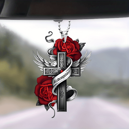 2D Acrylic Rose Flower Car Accessories - Rearview Mirror & Bag Beautification