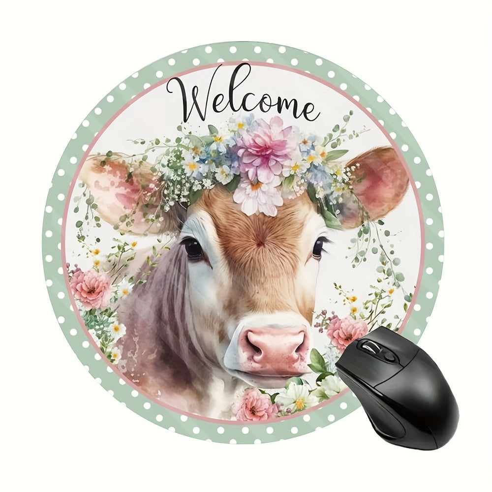 Cow Pattern Round Mouse Pad - Stylish Mousepad for Computer