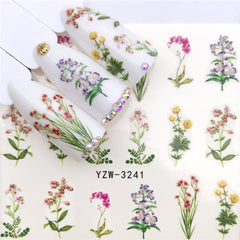 Floral Spring Summer Nail Art Decals Tulips Fern Stickers