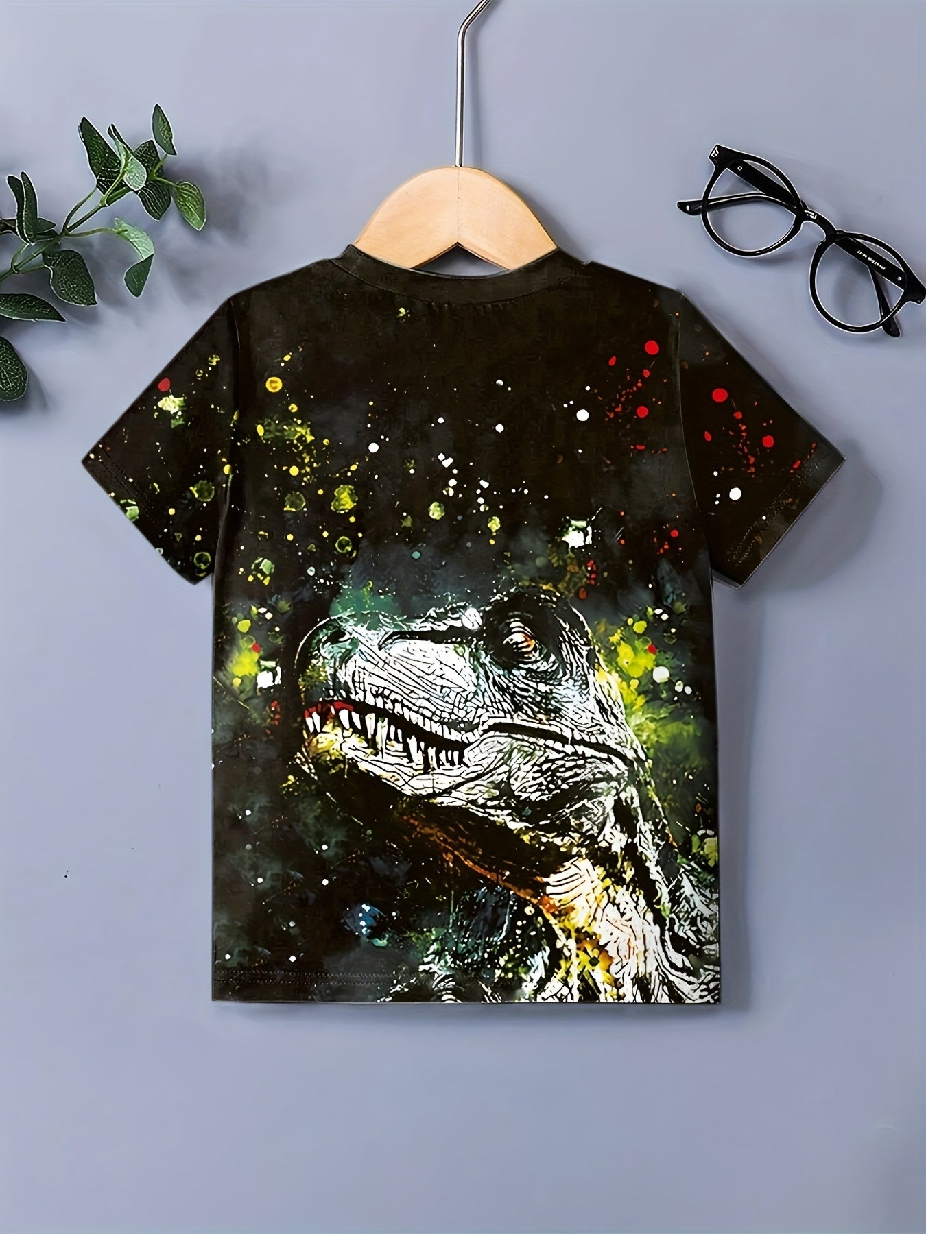 Tie Dye Dino Graphic Short Sleeve T shirt For Girls Summer Gift