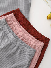 Waffle Lounge Set V Neck Cami Top & Shorts Women's Loungewear