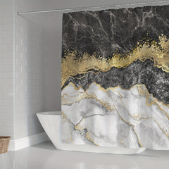 Marble Pattern Shower Curtain Set 4Pcs