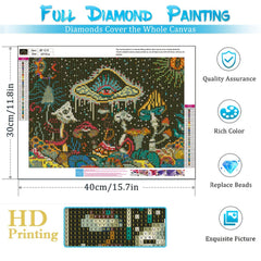 Moon Mushroom Eyes Diamond Painting Kit - Full Round Diamond Art Painting