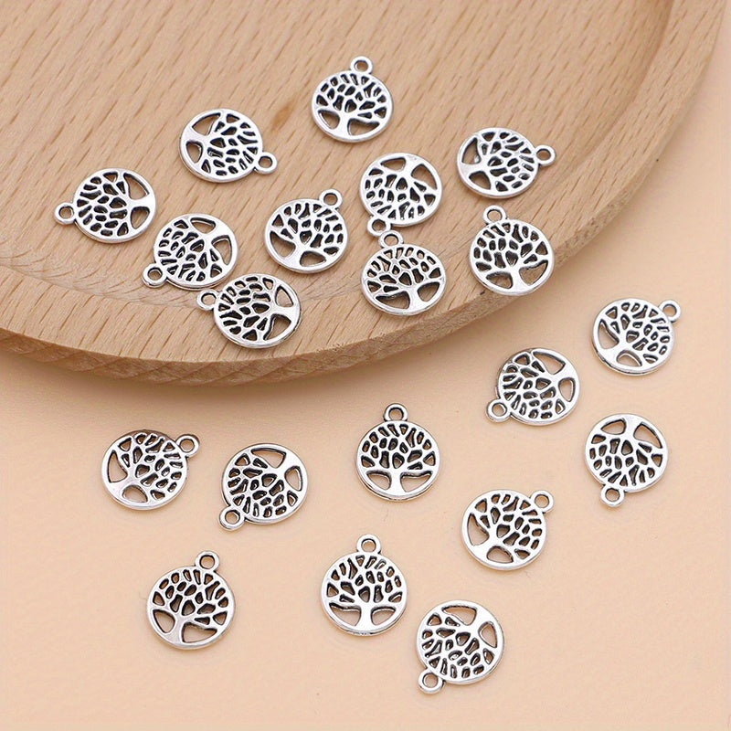 20Pcs Silver Plated Tree Of Life Charm Pendant Jewelry Making DIY Accessories