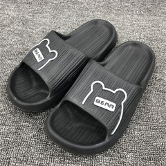 Men's Cartoon Bear Cloud Slides Pillow Slippers Lightweight Non Slip Shoes