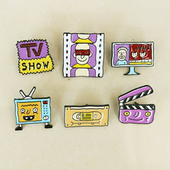 TV Film Photo Frame Magnetic Tape Playing Board Cartoon Brooch