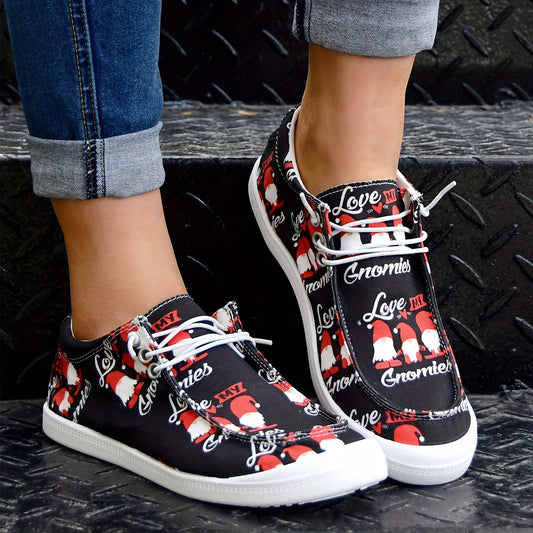 Women's Dwarf Cartoon Canvas Flat Shoes Lightweight Comfortable Walking