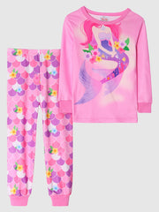 Girls Butterfly Print Pajama Set