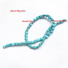 Turquoise Howlite Skull Beads 6mm-10mm for Custom Jewelry Making