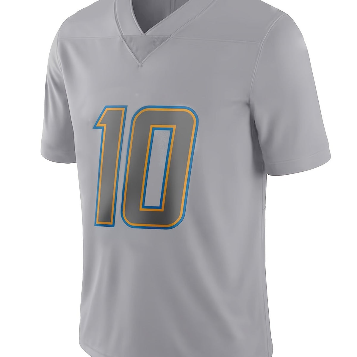Men's Grey Football Jersey Embroidered V-Neck Shirt
