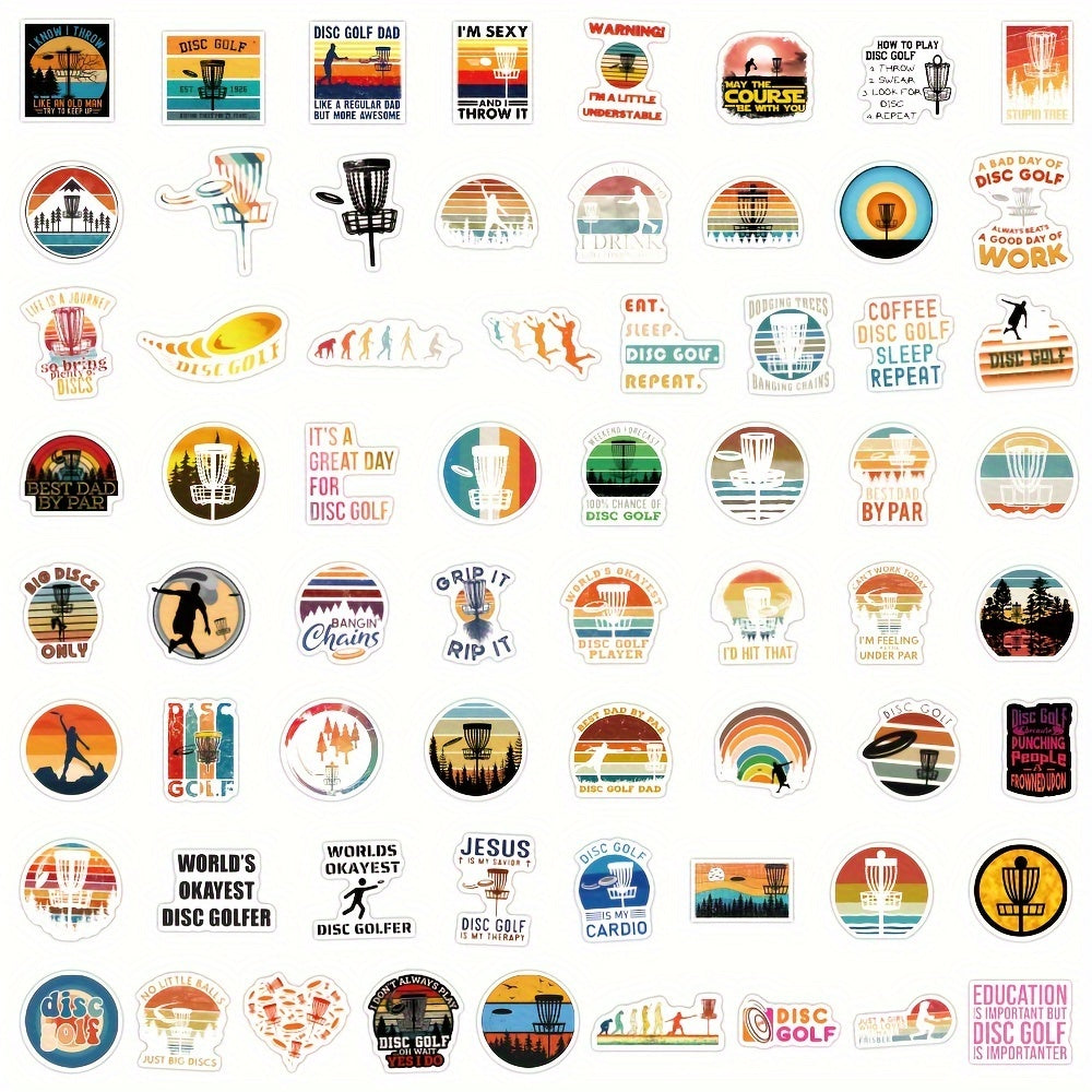 63pcs Waterproof Disc Golf Vinyl Stickers for Water Bottle Laptop Skate