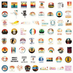 63pcs Waterproof Disc Golf Vinyl Stickers for Water Bottle Laptop Skate