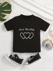 Heart Graphic Print T shirt for Summer Infants