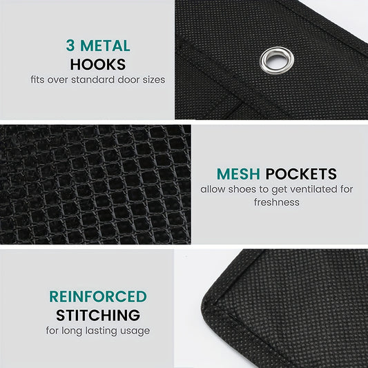 Breathable Storage Bag Rack 24 Large Mesh Pockets Hanging Shoe Organizer