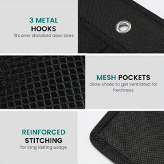 Breathable Storage Bag Rack 24 Large Mesh Pockets Hanging Shoe Organizer
