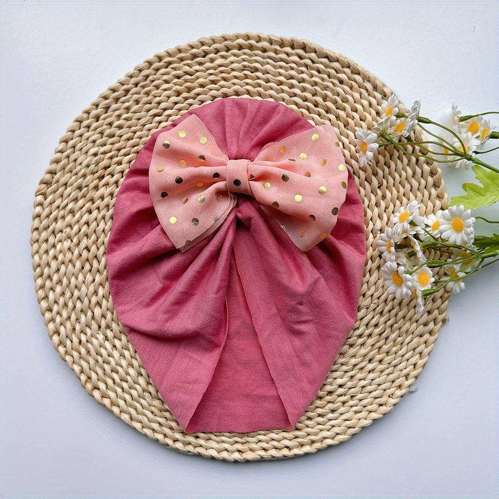 Baby Girls Polka Dots Bow Cap Soft Head Wrap