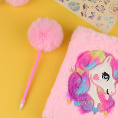 Cartoon Plush Notebook Pink Fantasy Purple 80 Sheets