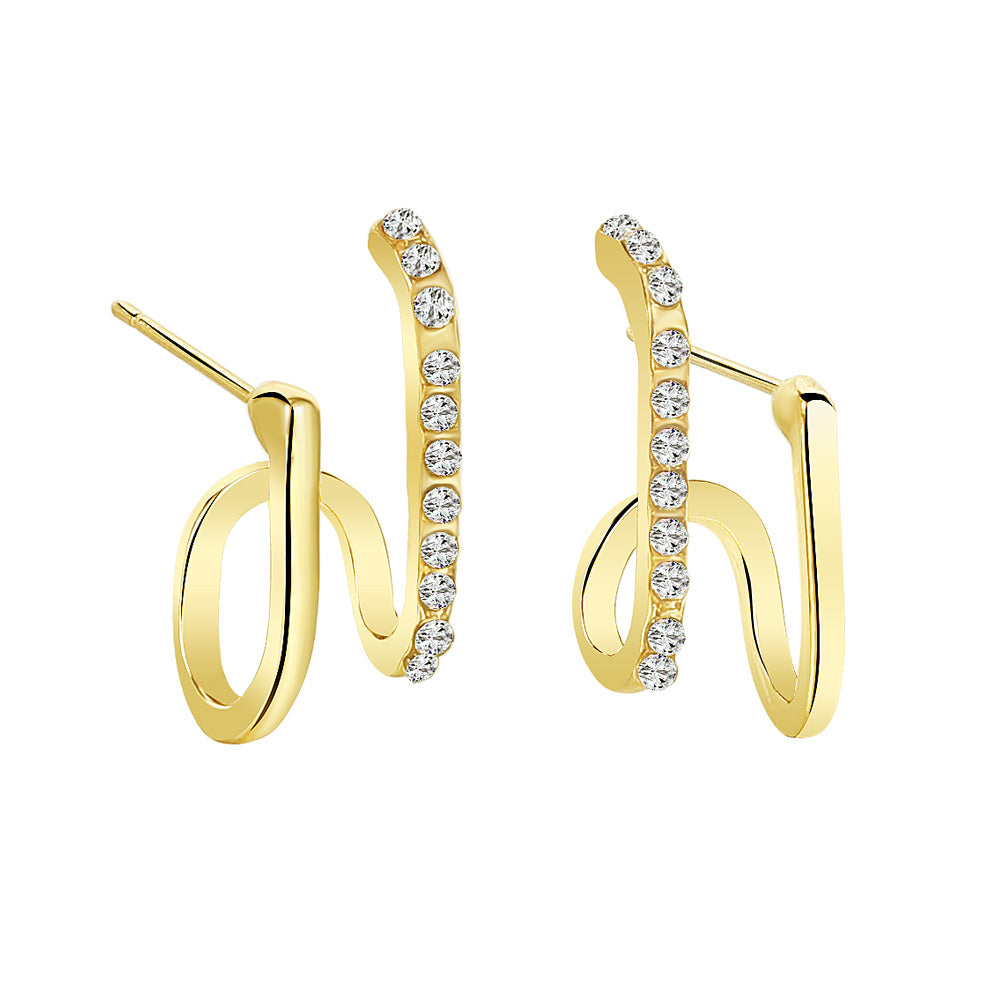 Geometric Rhinestone Stud Earrings Sweet Ear Jewelry