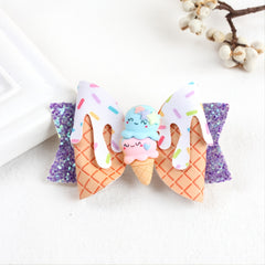 Ice Cream Glitter Hair Bowknot Clip for Girls