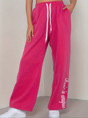  Casual Pants Women's Plus Letter Print Elastic Drawstring
