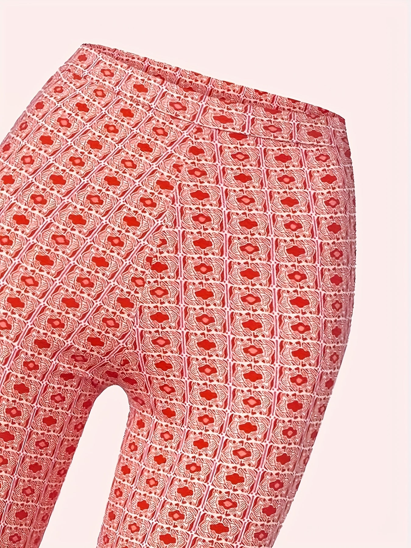  Floral Print Stretch Flared Leg Trousers