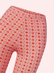  Floral Print Stretch Flared Leg Trousers