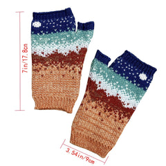 Gradient Knit Gloves Moon Jacquard Half Finger Warm Gloves For Women