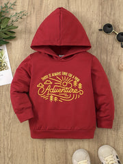 Boy's Adventure Print Hoodie for Outdoor Fall Winter