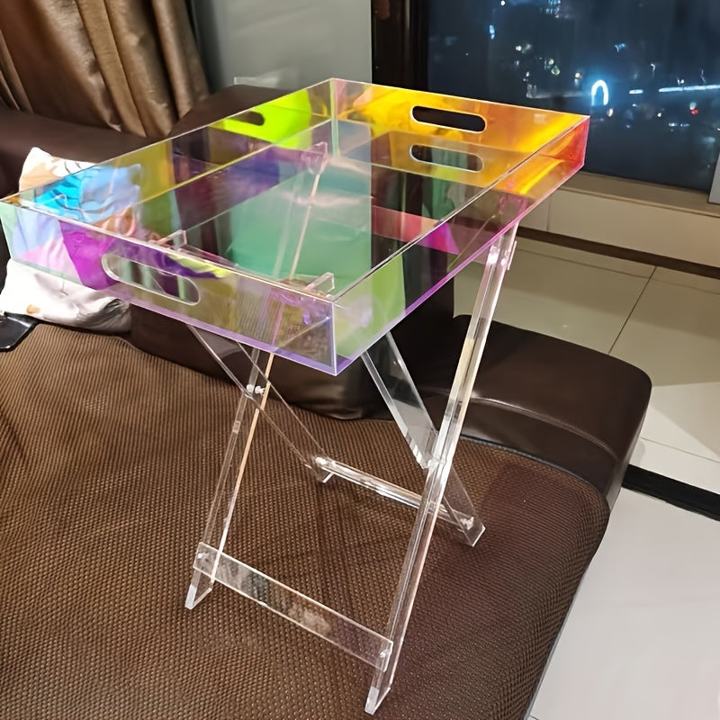 Acrylic Transparent Folding Coffee Table with Storage Shelf