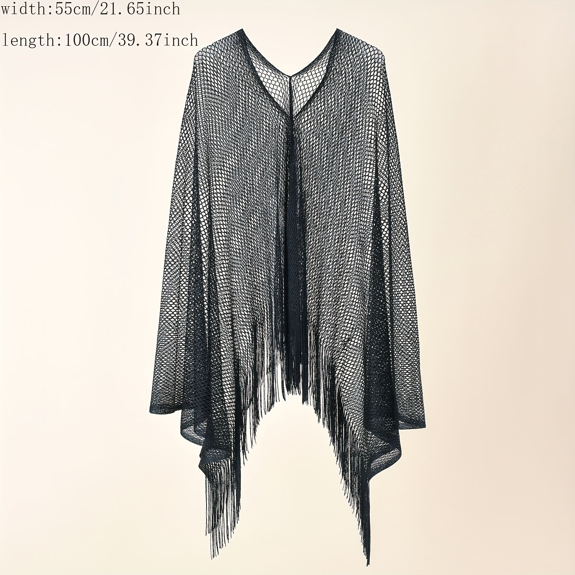 Breathable Hollow Out Shawl Tassel Cover Up for Women