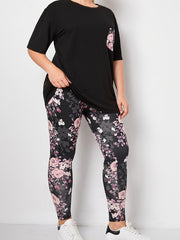  Colorblock Floral Print 2 Piece Set