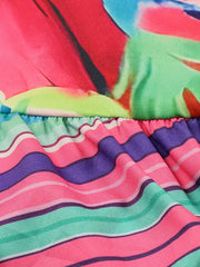  Allover Print Lantern Sleeve V Neck Maxi Dress