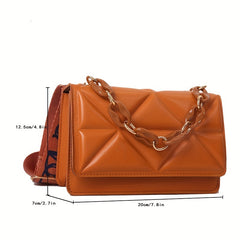 Embossed Pattern Flap Bag Square Shoulder Crossbody Bag