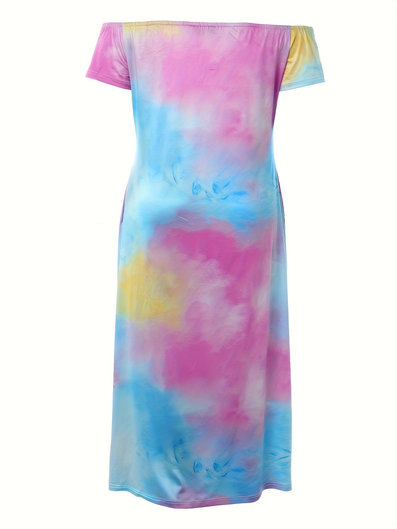  Tie Dye Off Shoulder Maxi Dress With Pockets