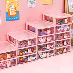 1pc Rabbit Handle Storage Box College Style Desktop Storage Box Teenager Gift