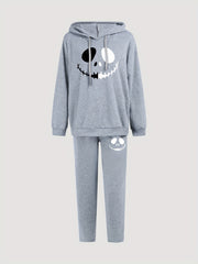 Women's Plus Size Grimace Print Hooded Sweatshirt & Sweatpants Set