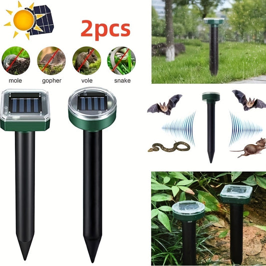 2pcs Solar Ultrasonic Mousetrap Snake Repellent