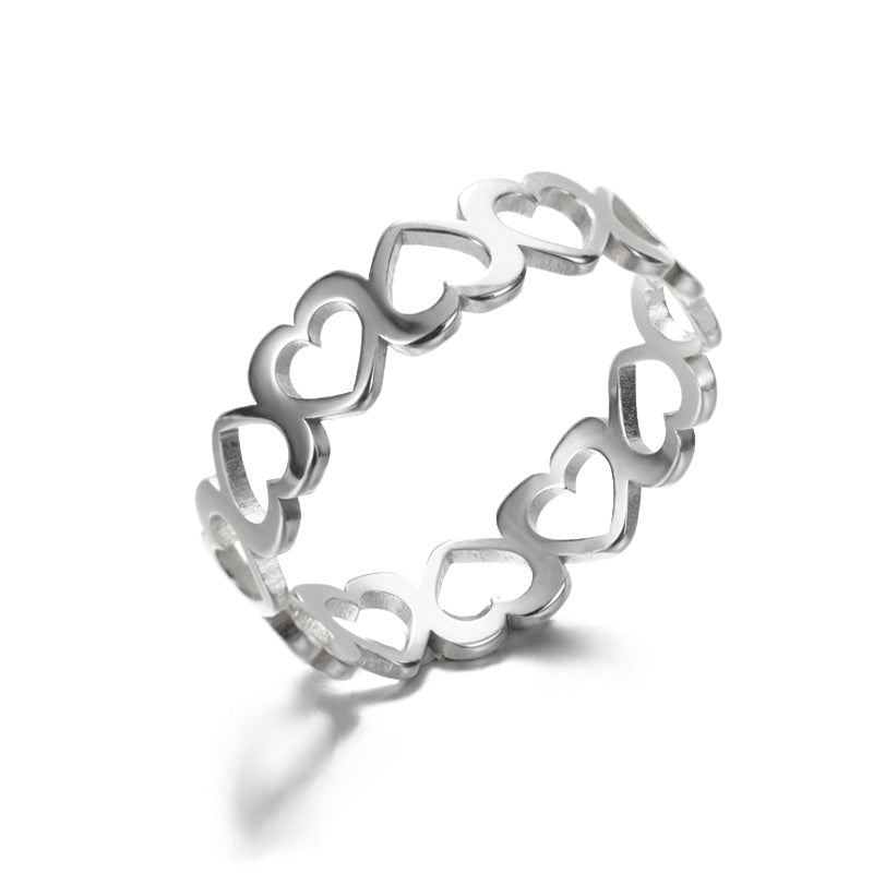 Vintage Heart Ring Stainless Steel Jewelry Gift for Women