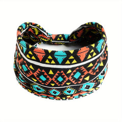 Boho Wide Headband Retro Pattern Elastic Band Hair Accessory
