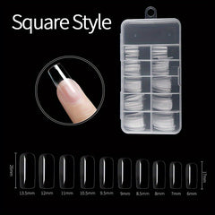 100pcs Clear Acrylic Coffin Nails Full Cover Tips DIY Nail Art Salon Use
