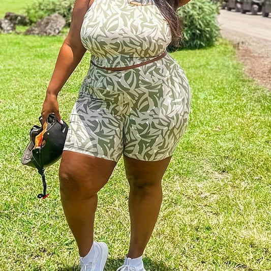  Allover Print Tank Top & Shorts 2 Piece Set