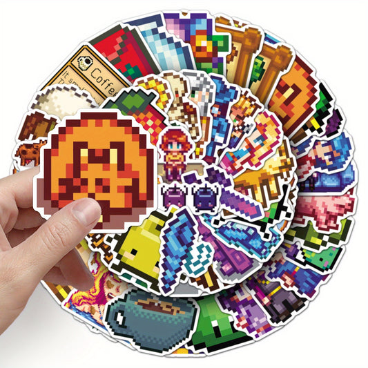 50pcs Stardew Valley Game Stickers Pixel Art Farming Simulator Anime RPG Decor