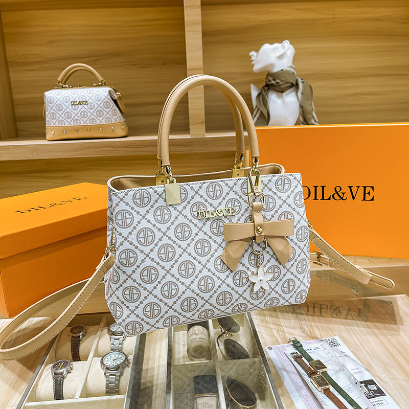 Geometric Pattern Satchel Bag Top Handle Crossbody Purse