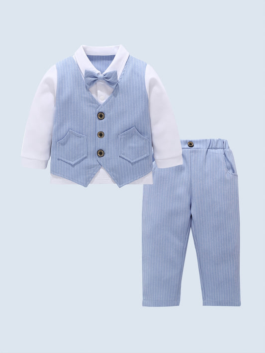 Boys Gentleman Suit Formal Shirt Vest Pants Set