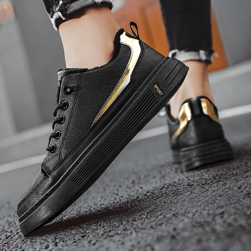 Men's Warm Fleece Skate Shoes Plush Winter Sneakers