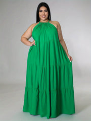  Halter Neck Maxi Smock Dress