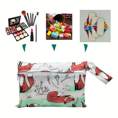 2pcs Fox Print Waterproof Diaper Bag Washable Travel Bag