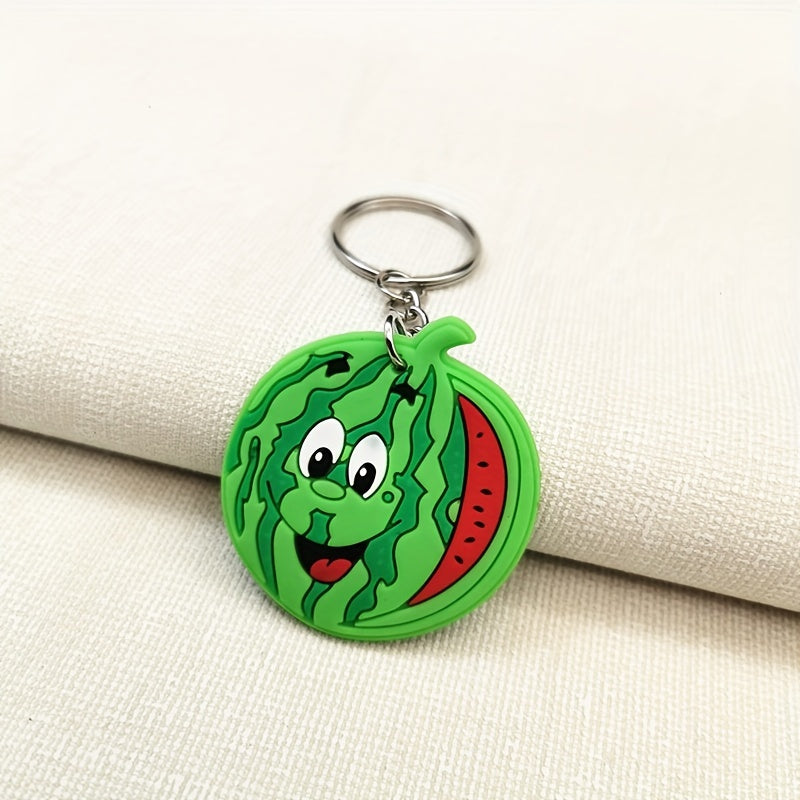 2pcs Cartoon Fruit Keychain Watermelon Banana Key Ring Pendant Bag Accessories