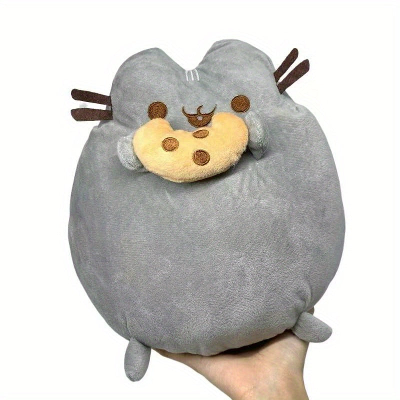 Fluffy Grey Cat Plush Toy Ultra Soft Stuffed Animal for Bed Sofa