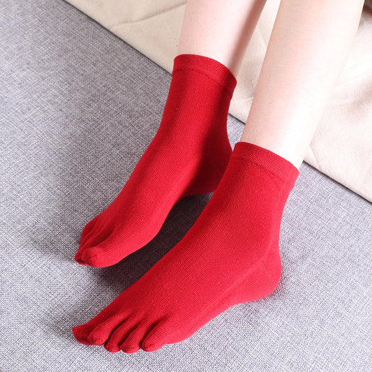 Red Five Toes Split Socks Unisex Low Cut Non Slip Crew Socks